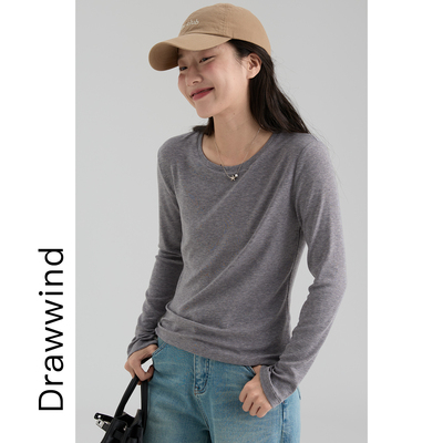 画风drawwind纯色窄边长袖T恤