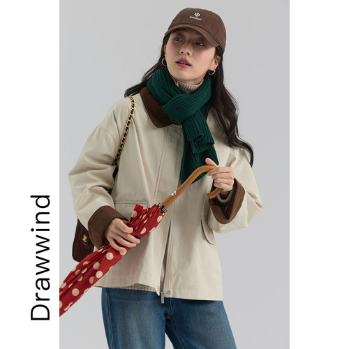 画风drawwind撞色翻领工装夹克