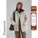画风drawwind秋冬季 棉衣女宽松撞色翻领羊毛填充棉服外套2025新款