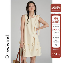 画风drawwind2024夏季新款无袖连衣裙女小众设计感蝴蝶结气质中裙