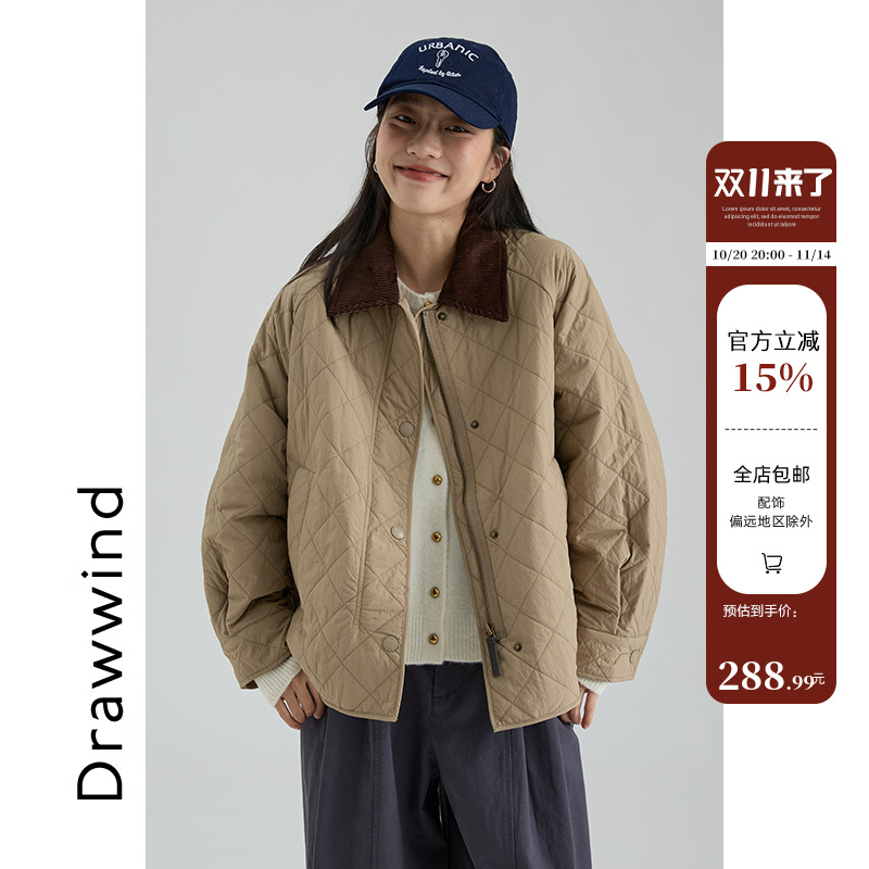 画风drawwind巴恩风菱格羊毛棉衣