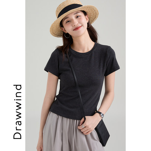 画风drawwind圆领短袖T恤女