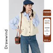 休闲宽松外搭坎肩无袖 画风drawwind针织马甲女2026新款 春秋季 马夹