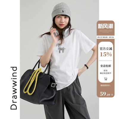 画风drawwind圆领短袖T恤女