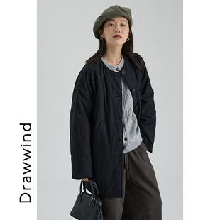 双面穿棉衣外套女小个子全羊毛圆领保暖棉服 画风drawwind秋冬新款