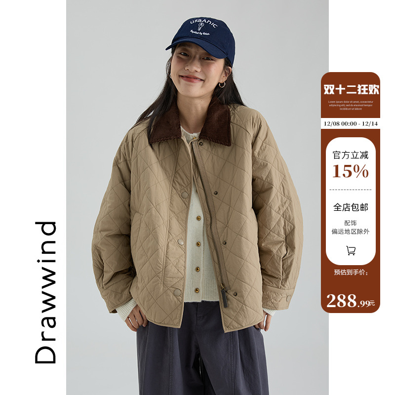 画风drawwind巴恩风菱格羊毛棉衣