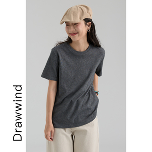 短袖 t恤女宽松后背小象刺绣圆领上衣 新款 画风drawwind2026年夏季
