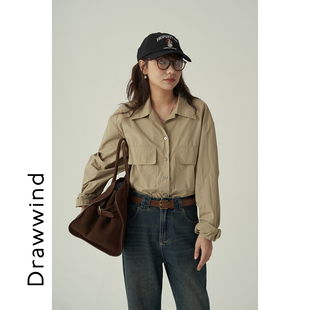 画风drawwind百搭口袋衬衫百搭长袖2025秋款简约叠穿通勤内搭衬衣