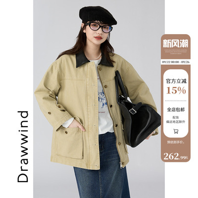 画风drawwind翻领风衣外套女