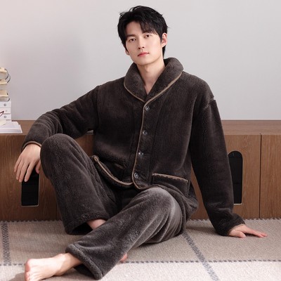 睡衣男士冬季2025新款珊瑚绒加厚加绒男款秋冬法兰绒高级感家居服