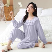 纯棉韩版 睡衣女秋冬季 长袖 公主风高级感甜美减龄气质宫廷风家居服