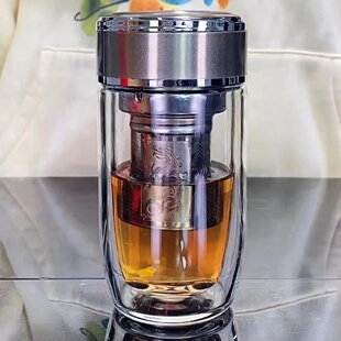 2025新款高档龙网双节网鹅蛋杯双层加厚玻璃杯商务水杯定制LOGO