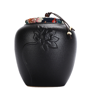 黑陶茶叶罐大号陶瓷罐子密封罐储物茶罐粗陶普洱通用醒茶叶盒特价