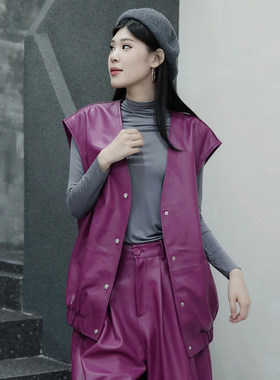 紫色马甲女2025年秋季新款