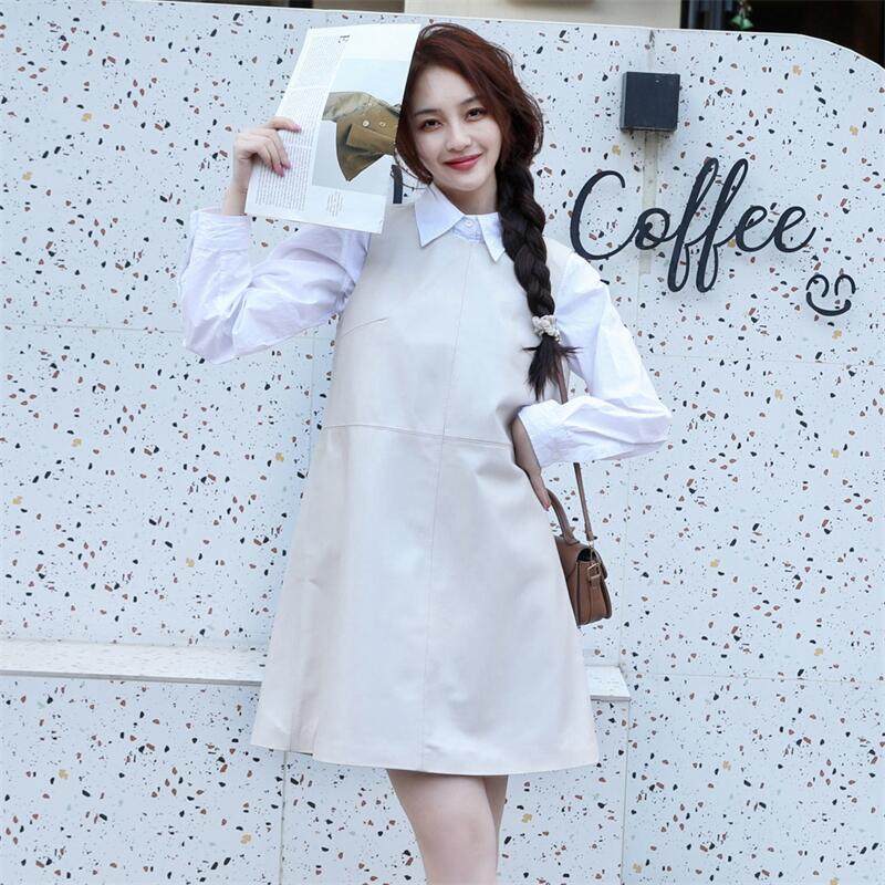 通勤绵羊皮纯色圆领绵羊皮
