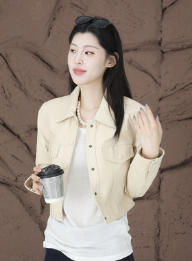 秋季韩版短款绵羊皮双排扣皮衣女