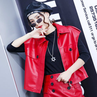 上衣无袖 马甲女短款 真皮红色坎肩绵羊皮韩版 新款 宽松外套 2025秋季