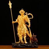 黄铜著金铜二郎佛像铜雕摆件灌口神杨戬二郎显圣真君神像家用供奉