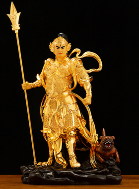 纯铜灌口神二郎显圣真君神像摆件