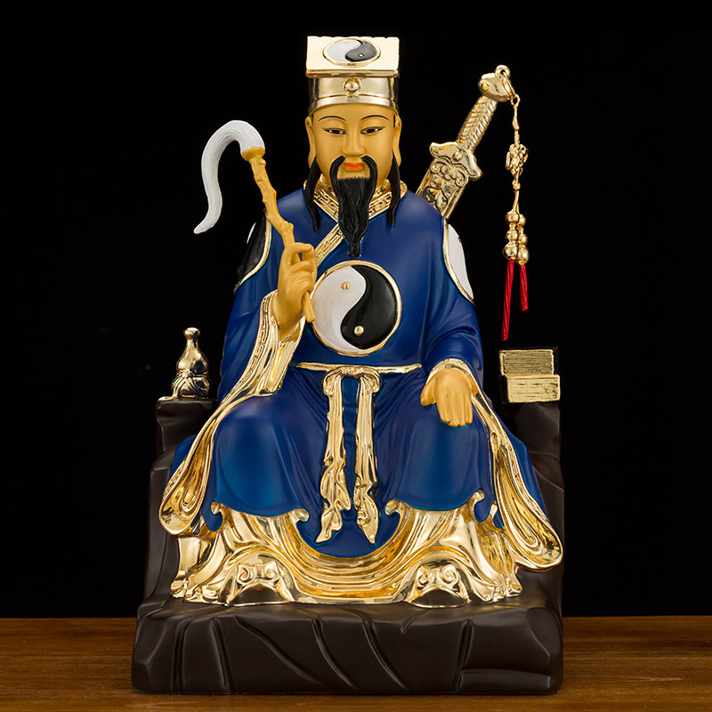 纯铜彩绘吕祖吕洞宾神像摆件