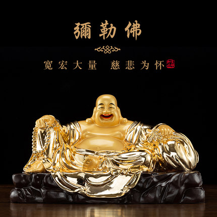黄铜笑佛像大肚弥勒佛摆件客厅纯铜布袋和尚弥勒佛铜像家居摆设