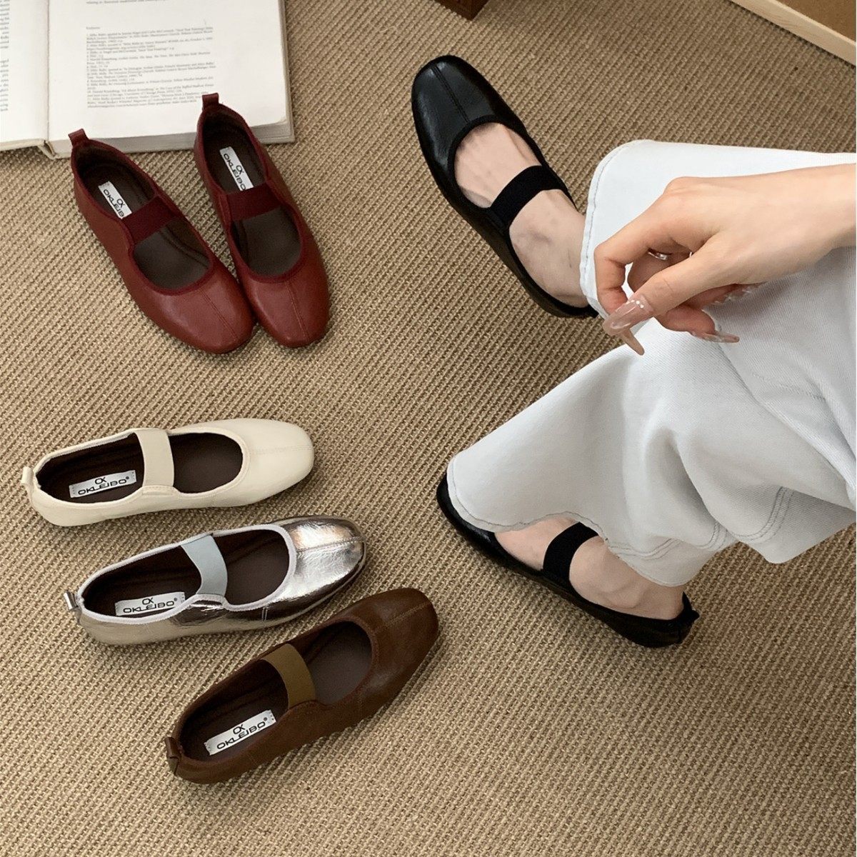 2026春季新款一字带银色玛丽珍鞋女软底平底芭蕾舞鞋复古休闲单鞋,女鞋,浅口单鞋,淘宝优惠券,粉丝福利购,淘宝优惠卷