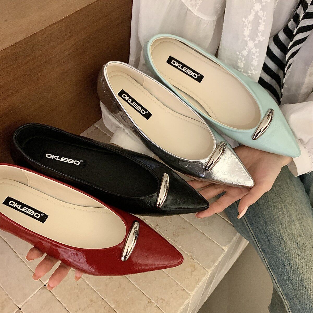 浅口单鞋女平底尖头女鞋子2026春季新款漆皮百搭芭蕾风四季配裙子