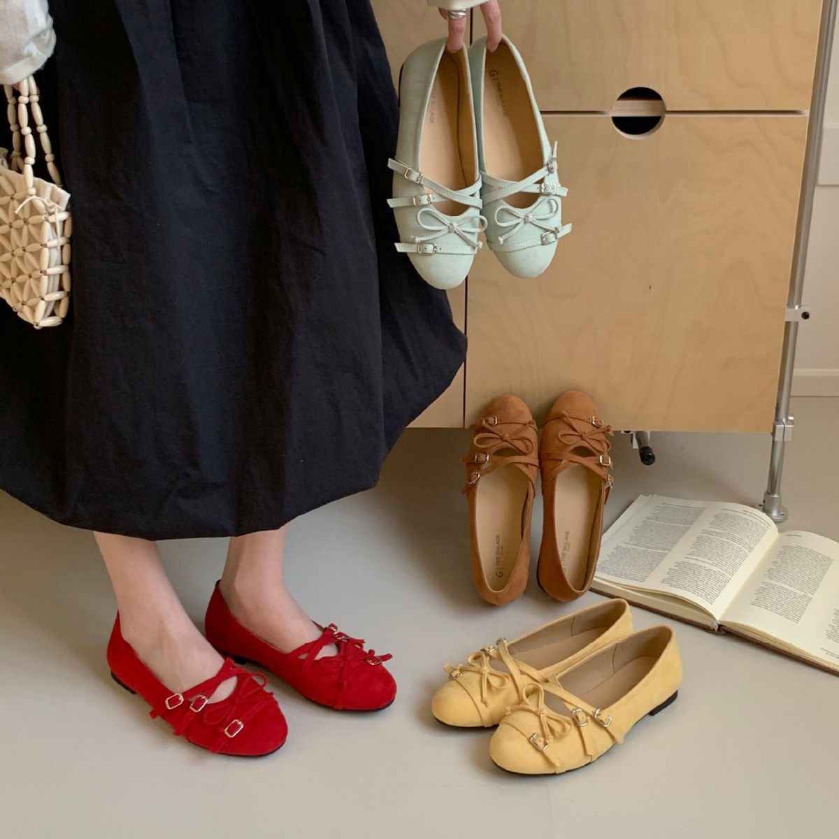 复古森女浅口单鞋子女2026年春季新款圆头皮带扣豆豆鞋蝴蝶结瓢鞋,女鞋,时尚休闲鞋,淘宝优惠券,粉丝福利购,淘宝优惠卷