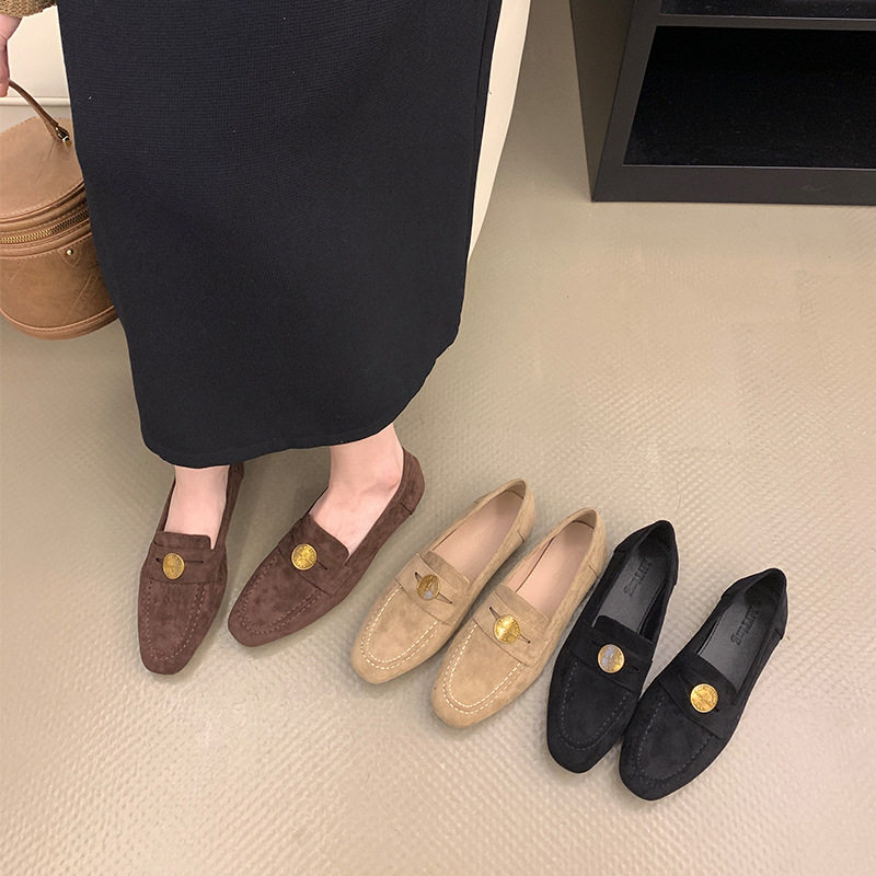 2025一脚蹬深口平底女乐福鞋女2026年早春绒面圆头厚底低跟小皮鞋,女鞋,工装鞋,淘宝优惠券,粉丝福利购,淘宝优惠卷