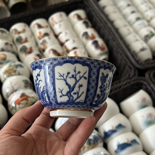 仿古青花十二花神杯品茗杯个人杯主人杯家用办公功夫茶具茶杯单个