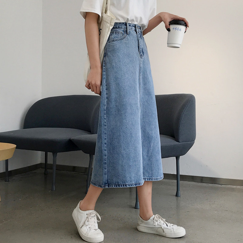 2019秋季新款ins超火的半身裙高腰開叉牛仔裙複古港風中長裙子女在類目 女裝/女士精品, 半身裙中 - 來自Buy2taobao.com提供專業的淘寶代購服務