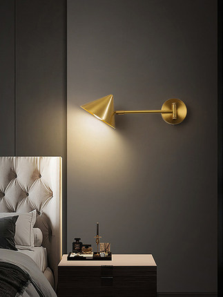 全铜卧室床头阅读壁灯现代简约设计师高端客厅背景墙过道LED壁灯