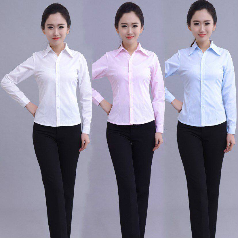 shirt Long sleeve Self cultivation stripe Pink SHIRT COTTON Occupation work clothes OL Blue overallsin the Women's clothing/Boutique , Shirt  category - from Buy2taobao.com to provide professional Taobao agent buy service