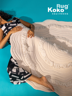 小众羊毛地毯 卧室客厅圆毯床边白色衣帽间立体地垫ins少女心地垫