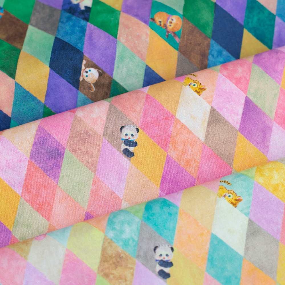 日本松浦Yukiemon纯棉60支卡通可爱夏薄软面料包包裙布菱形动物格,居家布艺,海绵垫/布料/面料/手工diy,淘宝优惠券,粉丝福利购,淘宝优惠卷