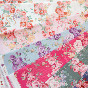 日本进口40s纯棉平纹棉布料包包手工衬衣连衣裙花束温柔鸟语茶花