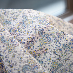 日本进口HOKKOH80支盐缩纯棉服装连衣裙衬衣手工布面料腰果碎花蓝