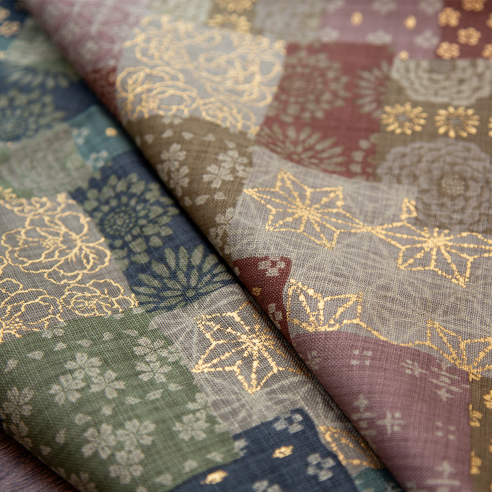 日本进口烫金和风布料