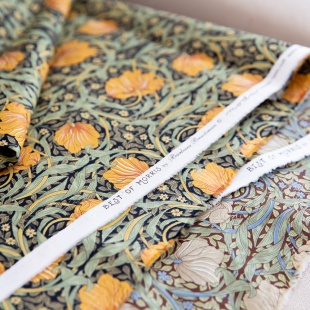 日本进口威廉莫里斯纯棉布料水晶花藤裙子艺术印花服装面料名师布