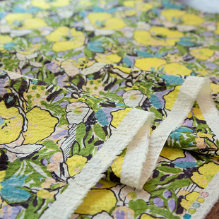 日本进口HOKKOH80支盐缩纯棉服装连衣裙衬衣手工布面料风铃木黄