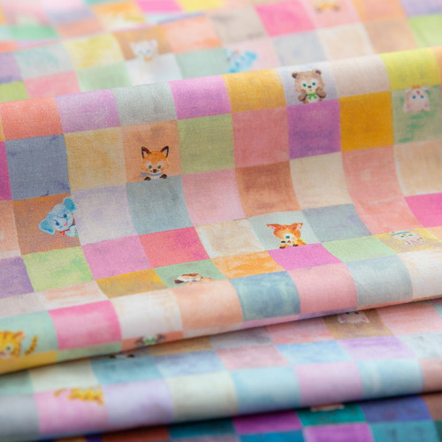 日本松浦纯棉可爱卡通方块布料