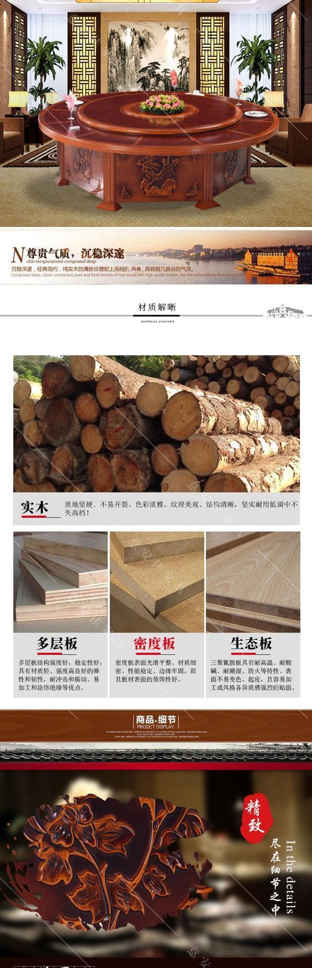 Bàn ghế khách sạn Yianjia bàn ghế gỗ rắn bàn điện tròn lớn bàn lẩu bàn Trung Quốc bàn tròn lớn 20 người bàn ăn - Nội thất khách sạn tivi giá rẻ