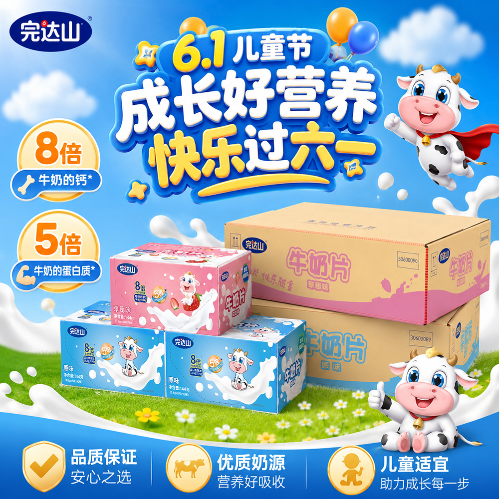 完达山奶片批发原味牛奶草莓8倍高钙盒装零食六一儿童节礼物