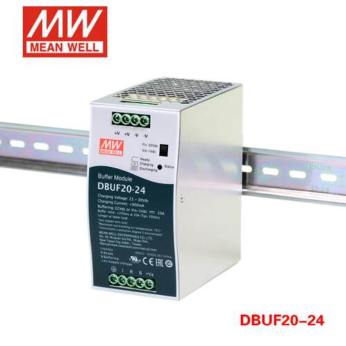 台湾明纬开关电源DBUF20-24 24V/20A 导轨型缓冲模块工业控制设备