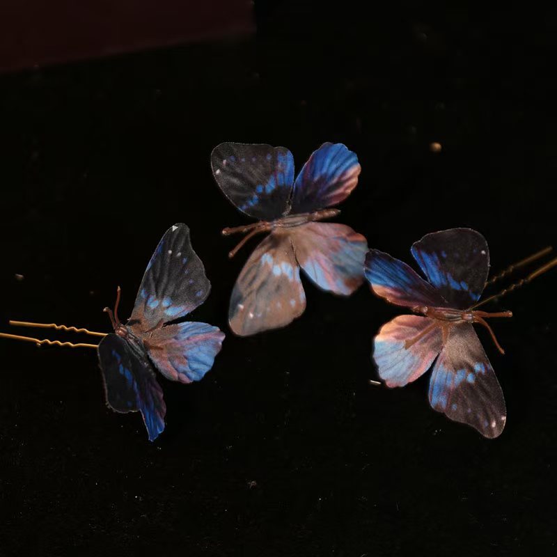 仿真布艺蝴蝶发夹边夹海