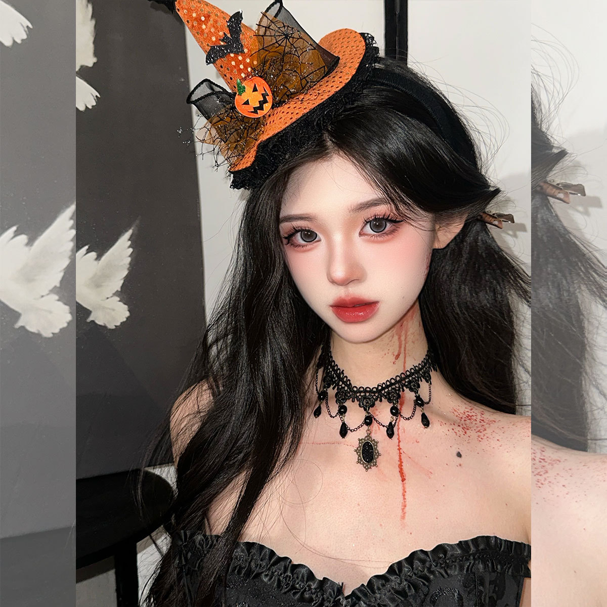 万圣节头饰儿童成人巫婆帽蜘蛛发箍南瓜帽子装扮道具派对聚会装饰