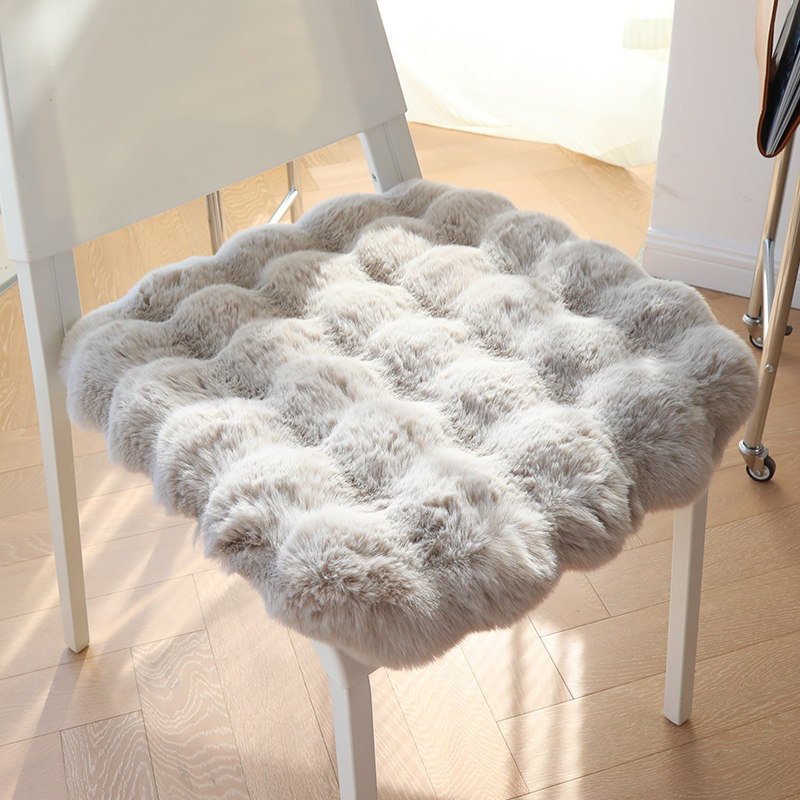 朗菲简约现代加厚兔毛绒椅子垫