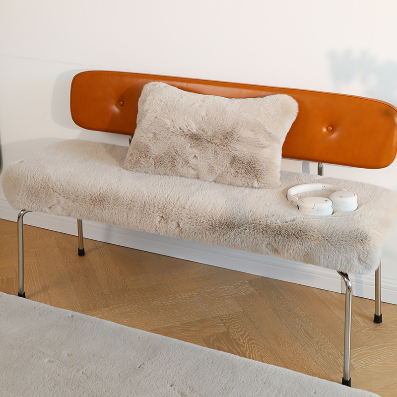 朗菲仿兔毛椅子垫坐垫长方形坐垫