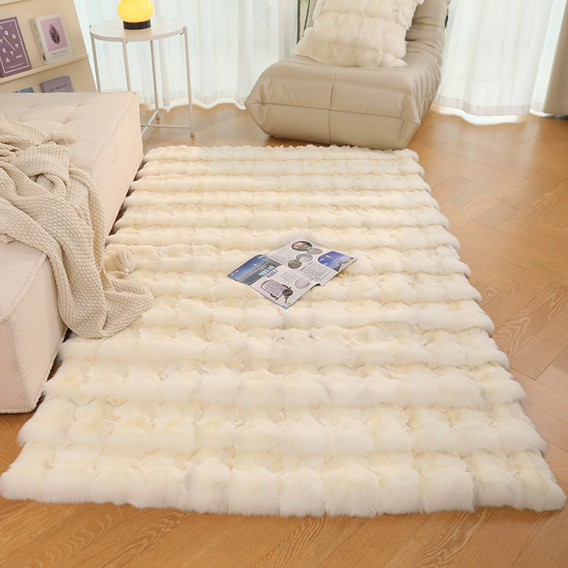 朗菲高级轻奢狐狸毛客厅地毯床毯