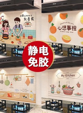 厨房静电防油贴纸防火耐高温阻燃